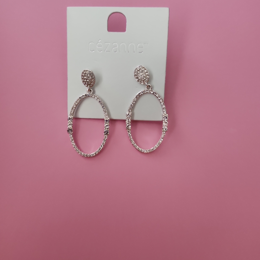 Cezanne Silver Textured Hoop Earrings